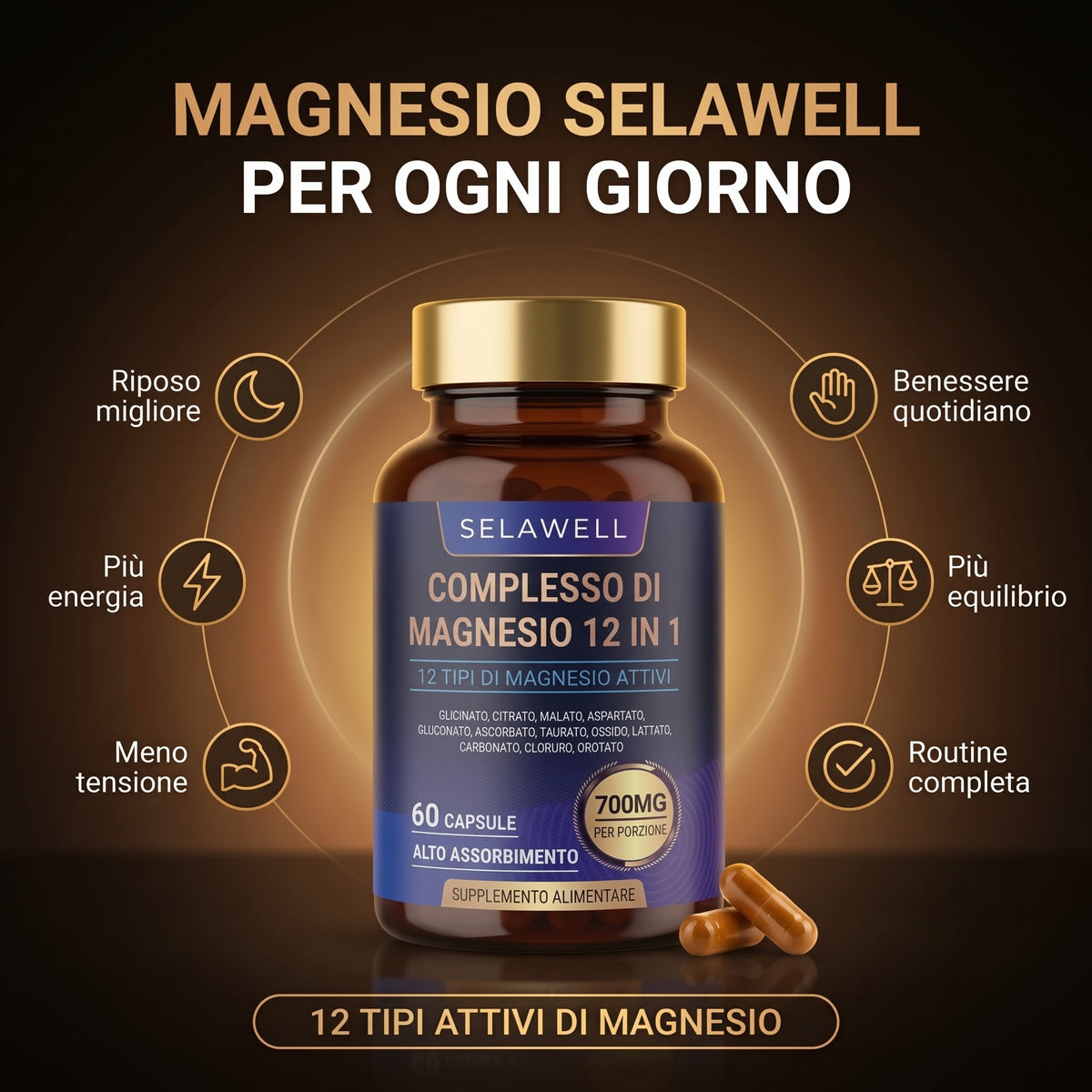 Complejo de Magnesio 12 en 1 - Selawell ITALIA