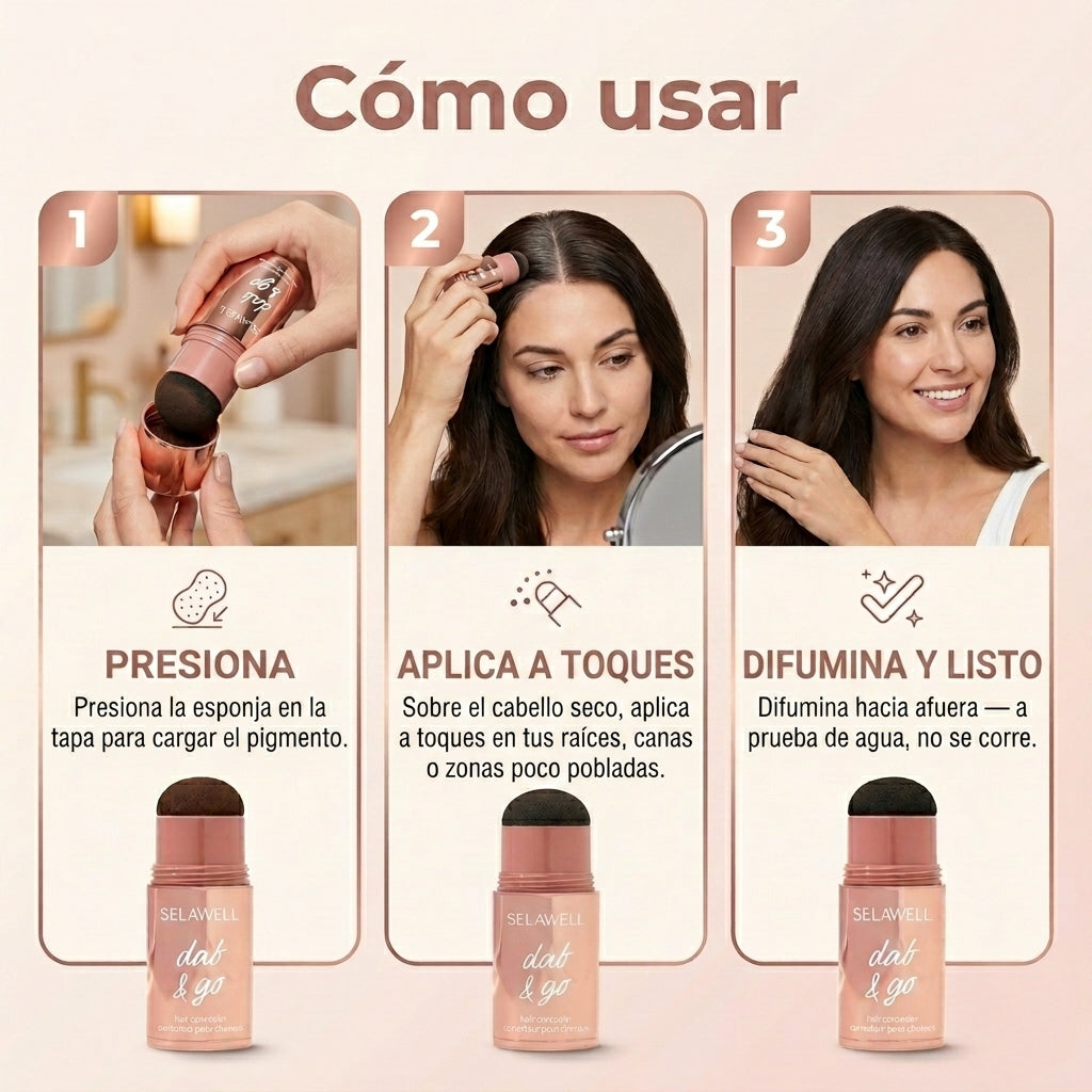 SELAWELL Dab & Go — El corrector de cabello que cubre canas y raíces en 10 segundos