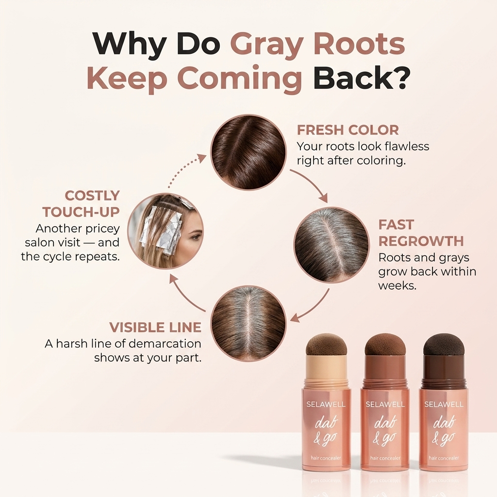 SELAWELL Dab & Go — Hair Concealer that Covers Gray Hair and Roots in 10 Seconds