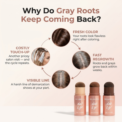 SELAWELL Dab & Go — Hair Concealer that Covers Gray Hair and Roots in 10 Seconds