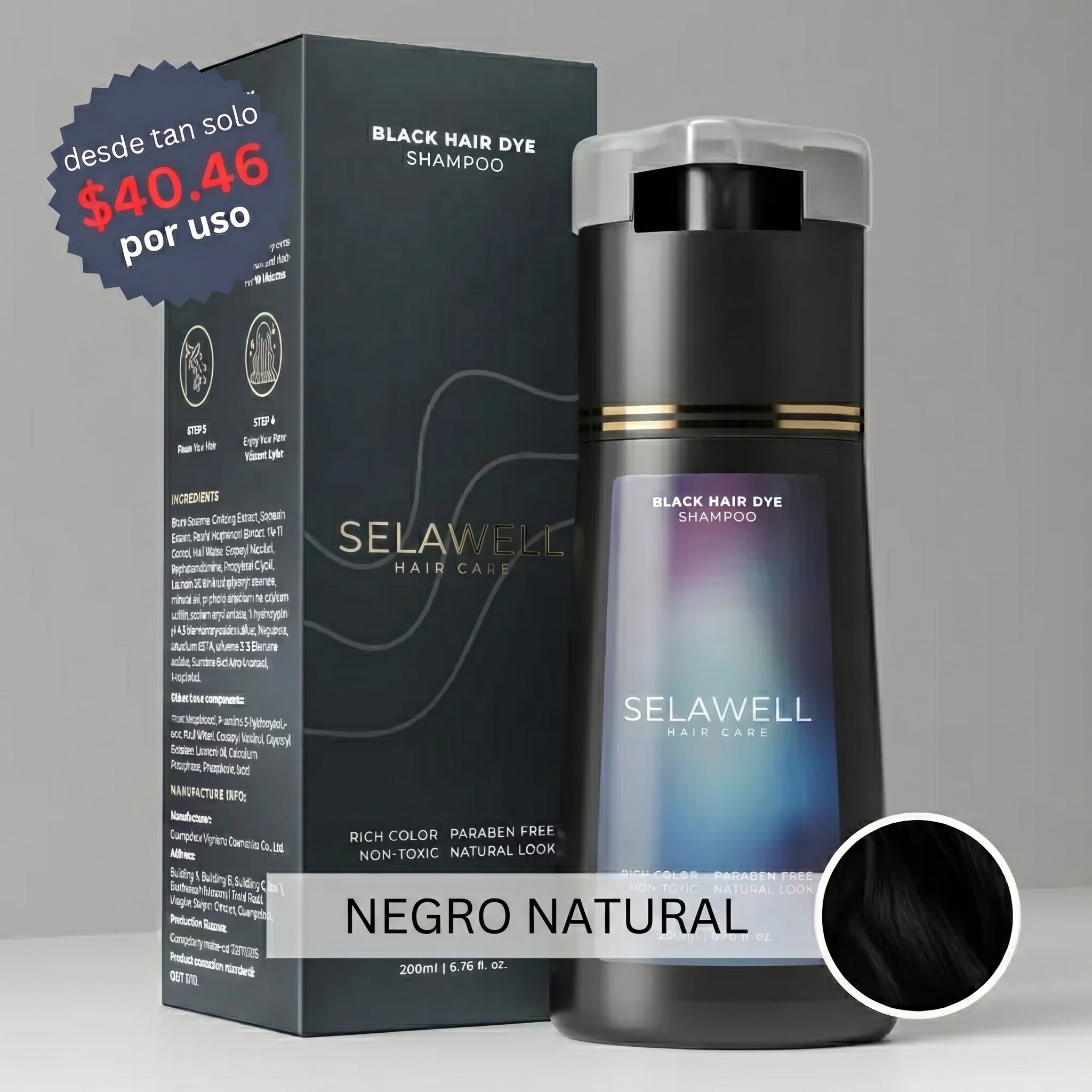SELAWELL Champú de tinte instantáneo